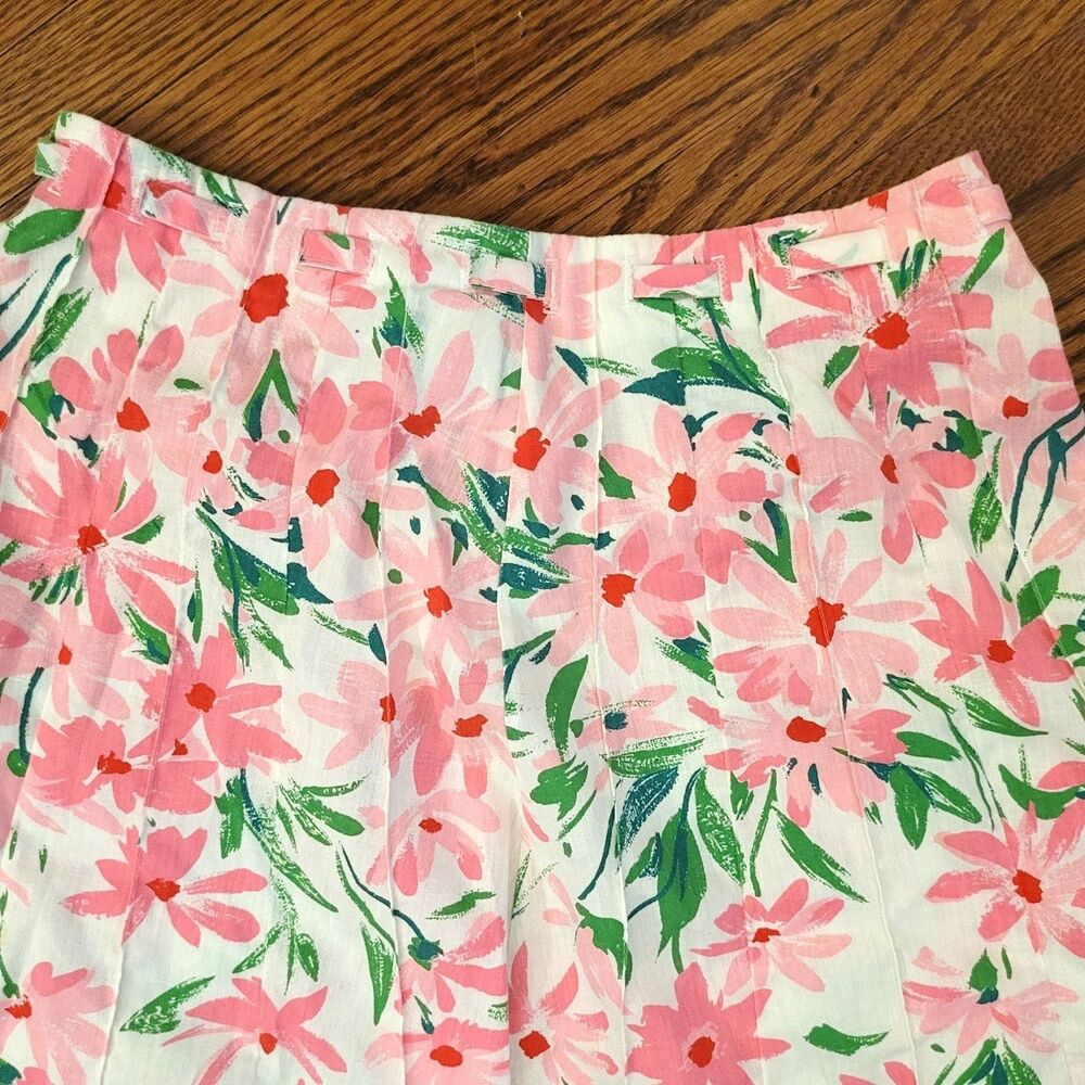 Vintage 80s Floral Coquette Pink Daisy skirt, Cottagecore, Palm Beach Prep sz S - Picture 8 of 13